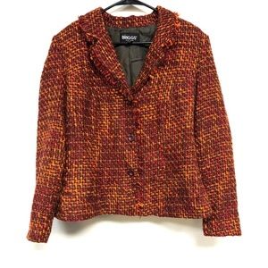 Briggs New York Womens Orange Fringe Knit Button Up Blazer - Size 16